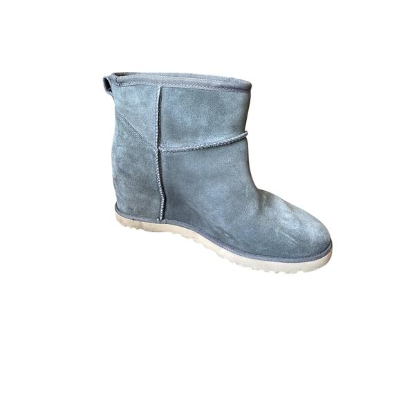 UGG Classic Femme Mini Wedge Slate Gray Cozy Suede Ankle Boot Women's 9.5 - Picture 5 of 13